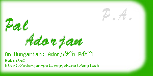 pal adorjan business card